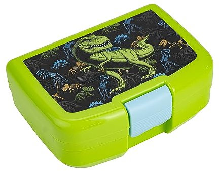 p:os 35298 - Cool Kids Boîte à goûter pour Enfants avec Motif de Dinosaure, boîte à déjeuner en Plastique avec Un Compartiment et Fermeture par Clip, pour Le Jardin d'enfants, l'école et Les Loisirs
