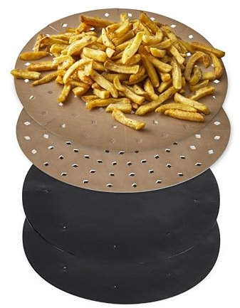 Tower TLINER1 4 Pack of Round Air Fryer Liners, Suitable for Air Fryers between 2 Litre and 4 Litre, Non-Stick, Reusable, Gold & Black