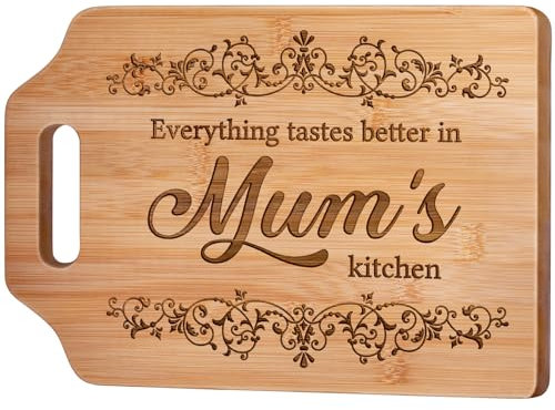Giftasy Gifts for Mum, Mum Birthday Gifts - Handmade Engraved Bamboo Cutting Board, Mum Gifts from Daughter Son, Kitchen Presents for Mum on Mothers Day Christmas