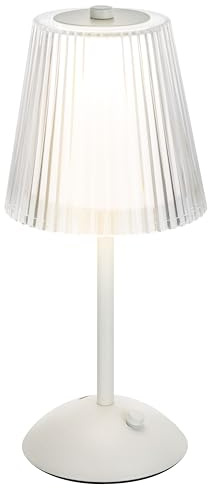 Baroni Home Lámpara LED Táctil Recargable, 3 Modos de Luz, Regulable, Policarbonato y Acero, Lámpara de Noche para Interior y Exterior, Cable USB-C Incluido, 12x12x29 cm (Blanco, 1 pieza)