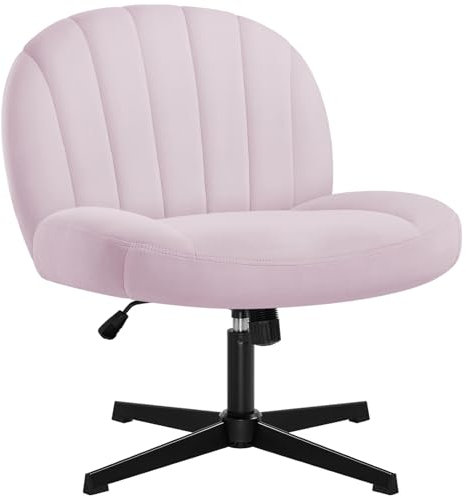 IWMH Bürostuhl ohne Armlehnen, Höhenverstellbar Drehstuhl ohne Rollen, Schreibtischstuhl mit Stoffpolsterung, Ergonomischer Stuhl, Lesesessel mit breiterem Kissen zum Sitzen im Schneidersitz (Rosa)