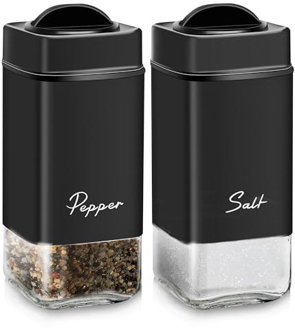 MEEQUE Salière et Poivrière Set - 120ml Poivriere avec Trou réglable, Distributeur d'épices, pour La Maison ou La Cuisine, Épices, Restaurant - Noir