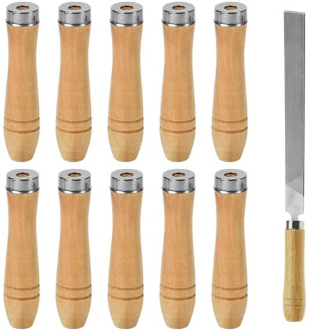 Manico per Lima in Legno - 10 Pezzi con Robusto Collare in Metallo, Taglio 4mm per Accessori