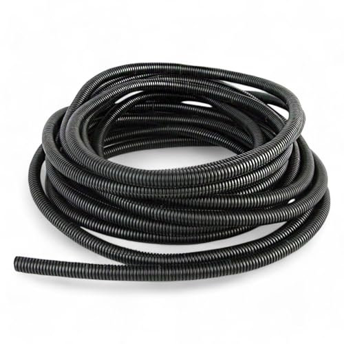 Non-Split Conduit Black Flexible Plastic Cable Tidy Solution Tube Trunking (6.5mm ID - 10m)