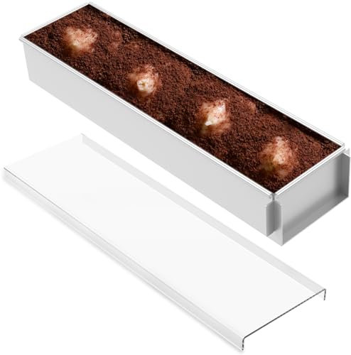 Backrahmen Rechteckig Verstellbar mit Antihaftbeschichtung 41.7×10×6cm Backform Rechteckig Aluminiumlegierung Leicht zu Reinigen Tiramisu Form Geeignet für Tiramisu Brownie Broten (Aktivität+Deckel)