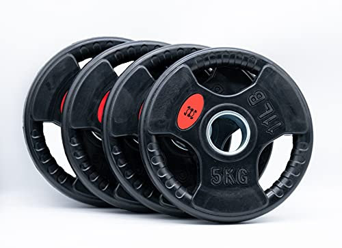 GYM DISTRICT Hantelscheiben 50mm - Fitness-Gewichte für jede 50mm-Olympia-Hantelstange - Gusseisen, gummiert, praktische Griffe - Ideale Trainingsgewichte für dein Home Gym
