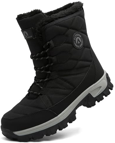 ASOCO DREAM Bottes de Neige Homme Imperméable Bottines de Hiver Doublure Chaude Fourrées Extérieur Antidérapante Boots,Noir,42 EU