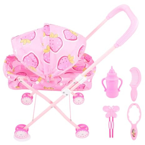SUPVOX Poussette pour Poupée Pliable pour Petites Filles, Légère et Sûre en Alliage et Tissu, Facile à Jouer, pour Jeux D'imitation la Maison