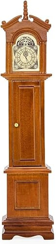 Mini Grandfather Clock â 1/12 Scale, Miniature Dollhouse Victorian Furniture Accessories, Doll House Decoration for Living Room Bedroom Kitchen Home Office, Small Wooden Rustic Vintage Essential Decor