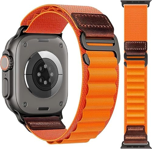 Alpine Loop-läderarmband kompatibelt med Apple Watch Ultra 49 mm, 46 mm, 45 mm, 44 mm, 42 mm, 41 mm, 40 mm, 38 mm, ersättningsband kompatibelt med iWatch, 42/44/45/49mm, Nylon, Ingen ädelsten