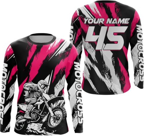 Customized Youth Motorcycle Shirt Off-Road Shirt Motocross Racing Jersey UPF30+MX Racing Dirt Bike Jersey Kid Men Women (US, Alpha, Small, 5X-Large, Regular, Regular, Pink)