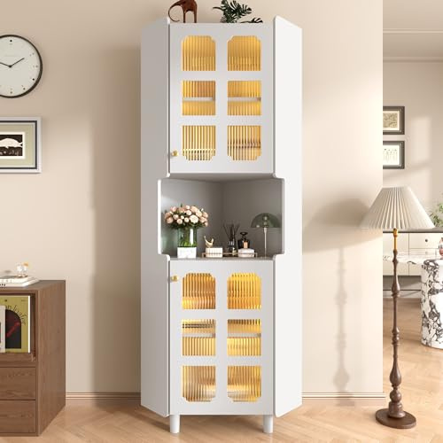 BENMWS Armadio Angolare Bianco 60x160cm, con Strato di Vernice – Comodino Multifunzionale per Soggiorno, Libreria, Bagno, Camera da Letto, Sala da Pranzo