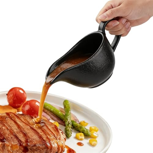 GREATRICH Salsiera da Tavola in Porcellana da 250ml, Pentole Terracotta Stile con Manico, Gravy Boat per Salse, Condimenti e Sughi, Perfetta per Casa e Ristorante