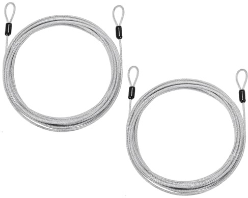 PATIKIL Security Cable (3mm Dia 10m 50kg Load Capacity, Silver) (2 Pcs) | Vinyl Coated Stainless Steel Double Loops Flexible Wire Rope Luggage Safety Cable Suit for - Outdoor