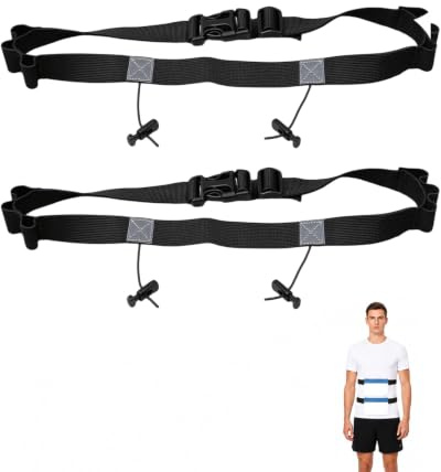 YIPFEN Cinturón Porta Dorsal Running, 2 Uds., Ajustable, Antideslizante y Resistente al Sudor, Sin Imperdibles para Maratón, Triatlón y Carreras.
