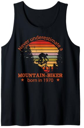 MTB Bike Ciclista Mountain-Biker Nacido 1970 Cumpleaños Bici Camiseta sin Mangas