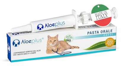 ALOEPLUS Cats Oral Paste - Complementary Energy Food, Detoxifying with Organic Aloe Arborescens, Strengthens the Natural Defenses of Older Cats and Kittens, Against Bad Breath (1 pc) (15 ml)