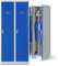 Jan Nowak Spind Schrank, Metallschrank, Kleiderschrank, Schließfachschrank | 2 Abteile mit Kleiderstange, Trennwände, Lüftungsschlitze, 4 Kleiderhaken pro Abteil | 180 cm x 80 cm x 50 cm, Grau-Blau