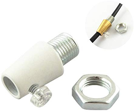10Pcs Adjustable Fine Copper Wire Guide Cable Glands with 3/8IP Threaded Pipe and 3/8F Hex Nut Safety Buckle for Wiring Pendant Light Fitting Accessory DIY Hardwire Replacement,White