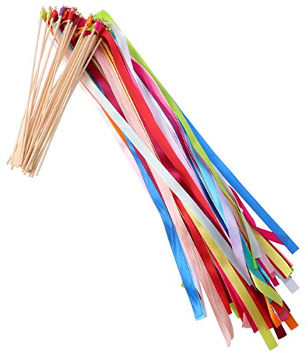 HEALLILY 50 Varitas De Hadas Con Cinta Y Campana Para Bodas Y Fiestas Serpentinas De Seda En Colores Surtidos 23.62 Pulgadas Decoración Para Celebraciones Y Eventos