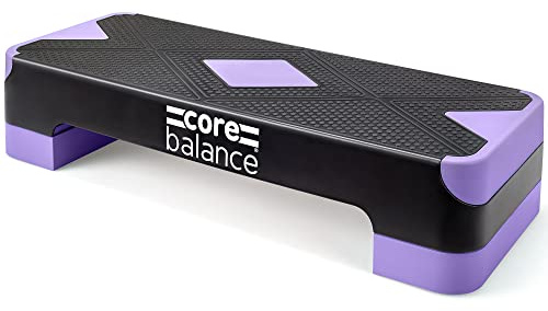 Core Balance Exercise Step 2 Level Height Adjustable 10cm/15cm, Aerobic Stepper for Home Gym, Fitness Training, Cardio, Weights, Yoga, Workout, Non Slip Platform (L69cm x W28cm x H10/15cm) - Purple