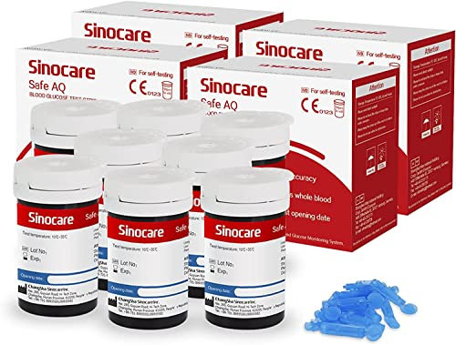 sinocare Blutzuckerteststreifen 200, Teststreifen Blutzucker nur für Safe AQ Smart Glucose Monitor Blutzuckermessung(Teststreifen x 200)