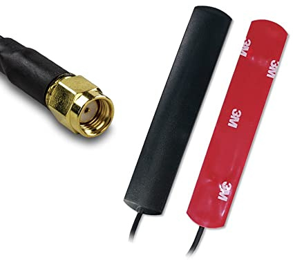 UniteCom Dual Band Wi-Fi självhäftande monteringsantenn 2,4 GHz och 5 GHz 3 meter kabel RP-SMA-kontakt bredband internet WLAN trådlös 5,8 vattentät utomhus inomhus robust anti-vandal 802.11AC AX WIFI