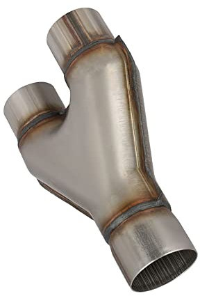 RCCT Entrada de 63 mm tubo de escape en Y, doble salida de 63 mm, tubo de escape universal en Y, pieza de conexión de soldadura, acero inoxidable 409 Exhaust Y Pipe (2,5 pulgadas)