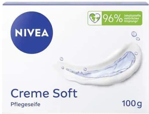 NIVEA Creme Soft Pflegeseife, pflegende und feuchtigkeitsspendende Handseife mit Mandel-Öl, feste Seife für eine schonende Reinigung und sanfte Pflege (100 g)