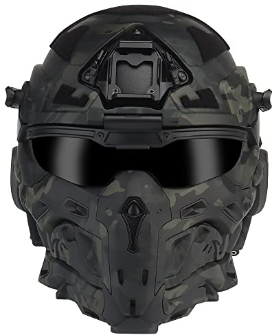 ACEXIER Casque Tactique Airsoft Casque intégré Anti-buée Ventilateur Assaut Masque Amovible Paintball Airsoft Équipement Protection Casque
