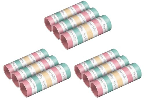 Amscan 9903734-3 - Luftschlangen Happy Birthday, 3 x 3 Packungen, pastellfarben, Partydeko, Geburtstag