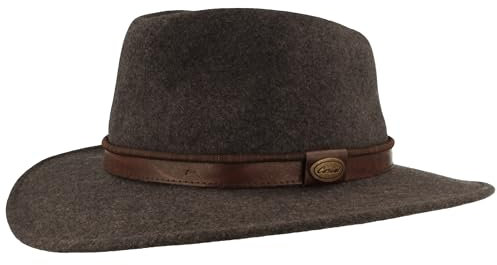 Breiter Rollbarer Outdoor Filzhut Trekkinghut 100% Wolle Wasserabweisend Hut faltbar Ledergarnitur Grau 54