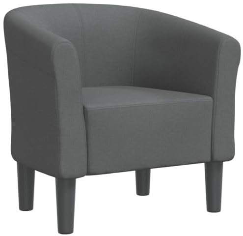 vidaXL Fauteuil Cabriolet, Chaise avec Accoudoirs, Canapé avec Dossier, Siège Rembourré, Meuble de Salon Chambre Bureau, Gris Foncé Tissu