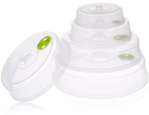 LIZZIE JACOBS Set of 5 Microwave Plate Covers with Adjustable Steam Vents Splatter for Food Cooking Heating and Reheating Size Ventilated Lid BPA Free Dishwasher Safe (MVNCFT-72)