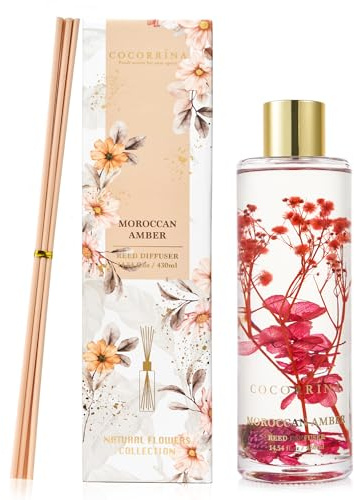 Cocorrína Rumdoft med doftpinnar, 430 ml marockansk bärnsten, reed diffuser, luftrenare för badrum, hylla, heminredning