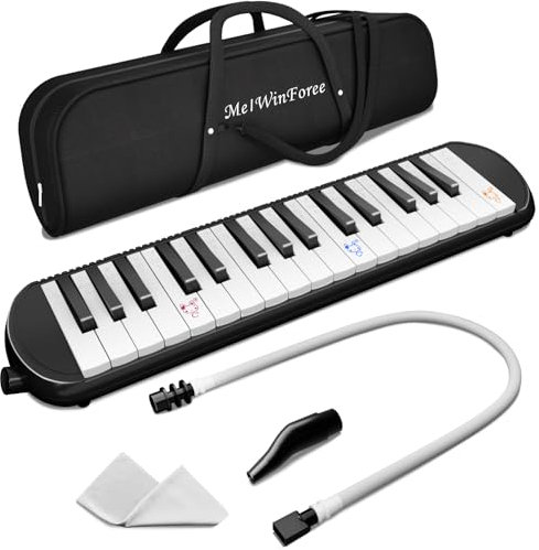 MelWinForee Melodica Instrument Air Piano Keyboard 32 Tasten mit Tragetasche Geschenk für Kinder Anfänger Erwachsene Schwarz