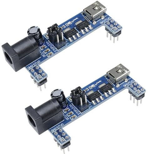 3.3V/5V DC Breadboard Power Supply Module Fit for DC 7-12V or USB Breadboard Compatible with Arduino Solderless Board