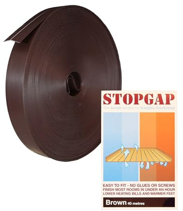 Stopgap Floorboard Skirting Board Insulation Floor Gap Filler Draught Excluder Sash Window Gap Sealant Weather Seal (Brown)