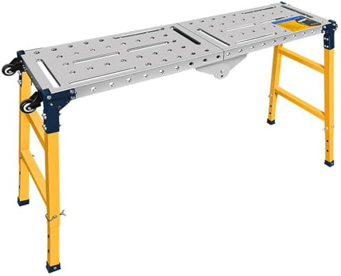 Andamios Plegables Aluminio, Andamio Ajustable en Altura, TOOSOAR Plataforma de Trabajo, 36 x 140 CM