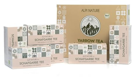 Alpi Nature Schafgarbe Tee BIO, 120 Beutel, 120g (6 Schachteln mit 20 Teebeutel à 1g), Schafgarbe getrocknet für Kräutertee, Schafgarbentee und Schafgarbenkraut Tee