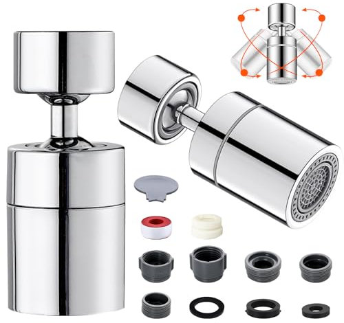 2 piezas 360° giratorio grifo accesorio M22/M24 grifo giratorio multifuncional aireador con 2 modos/tipos de chorro para el hogar, cocina, baño, lavabo, alta presión