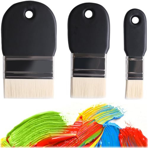 3 Stück Paddle Flächenpinsel, Aquarell Acryl Flachpinsel, Wiederverwendbares Pinsel, für Acrylfarben Aquarell Gouache Acryl Öl (3 Größen)