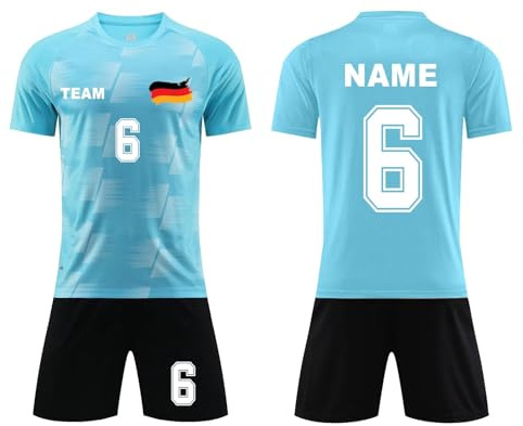 Personalised Football Shirt & Short Set, Custom Name Number Team Name and Logo Football Uniforms Training Suits for Men Women Boys Girls