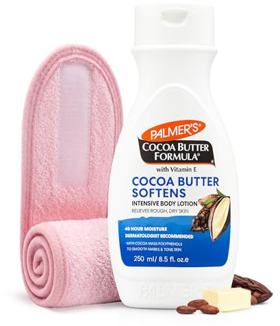 Palmer’s Cocoa Butter Body Lotion 250ml with Vitamin E + Spa Headband | Deep Moisturising Lotion for Dry Skin | 48 Hour Hydration | Women’s Body Moisturiser Set | Travel & Daily Use
