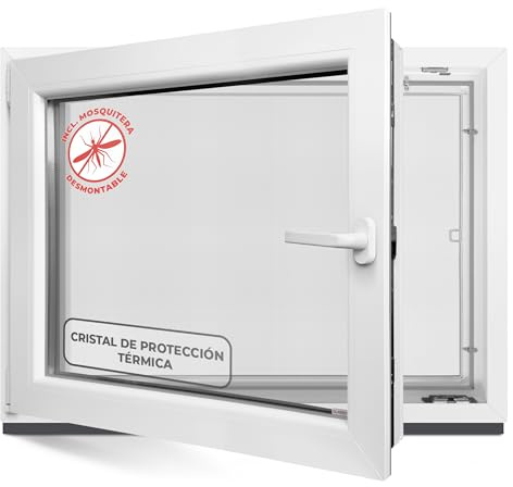 Finestra per cantina, 40 x 40 cm, 2 vetri, tutte le misure, finestre in plastica da 60 mm, profilo a sinistra, larghezza x altezza: 400 x 400 mm, perfetta per finestre da giardino, finestre del garage