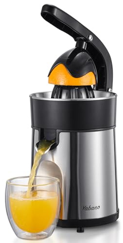 Electric Citrus Juicer Squeezer, Stainless Steel Orange Juicer with 2 Interchangeable Cones for Orange, Lemon & Grapefruit, Easy to Clean (Black)