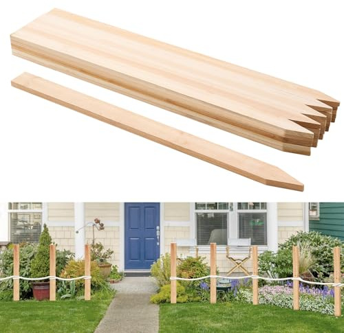 VEVOR Wooden Garden Stakes, 25 Pcs 36 x 0.5 x1.5 in Survey Grading Stakes, Garden Ground Stake with Sharp Point, Fir Wood Plant Support Stake, Sign Posts for Silt Fence Backyard Boundaries Baselines