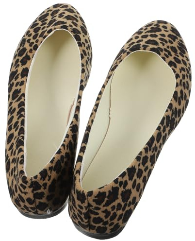VALICLUD Scarpe da Donna Tacchi Piatto Leopardate, Mocassini a Punta Traspirante, Comode per Lavoro, Appuntamenti e Feste, Taglia 43