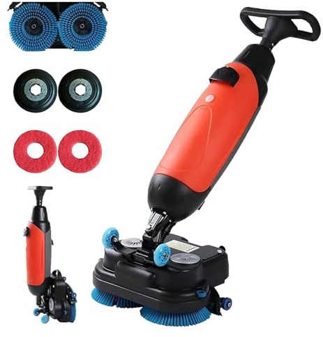 MANYOUYOU Lucidatrice per Pavimenti Multifunzione, Lavapavimenti Commerciale, Pulitore Elettrico per Pavimenti Senza Fili, 12900 Piedi Quadrati, Motore da 350 Giri/Min, Doppi Serbatoi dell'Acqua Red