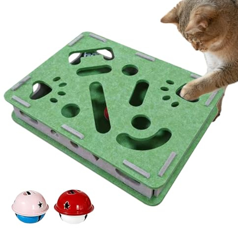 Scatola a puzzle per gatti, con 2 palline a campana, in feltro, per toelettatura, gattini, cuccioli, cani, interni, tappeti, divani, mobili